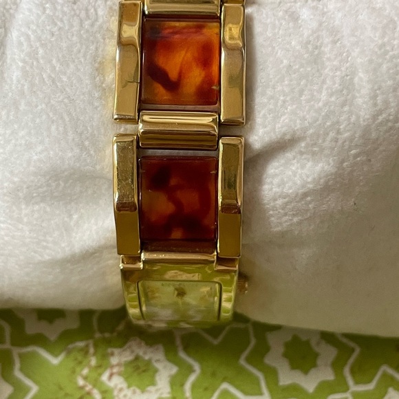 JOAN RIVERS CLASSICS VTG POLISHED GOLDTONE 21MM FAUX TORTOISE SHELL WATCH EUC - Picture 9 of 11